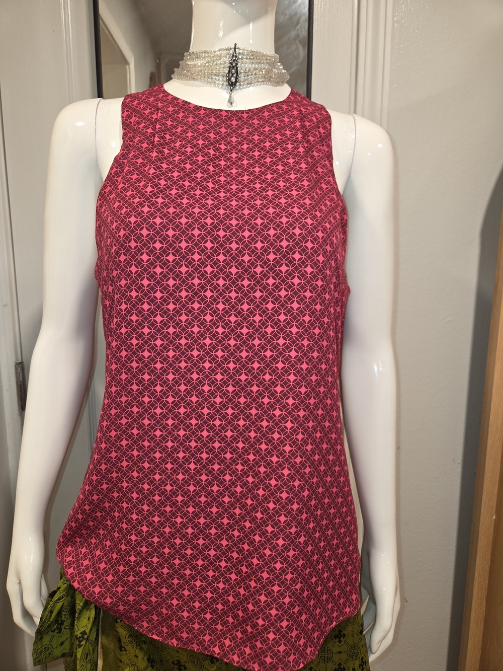 Banana Republic Top Geometric Pink Pattern Sz S